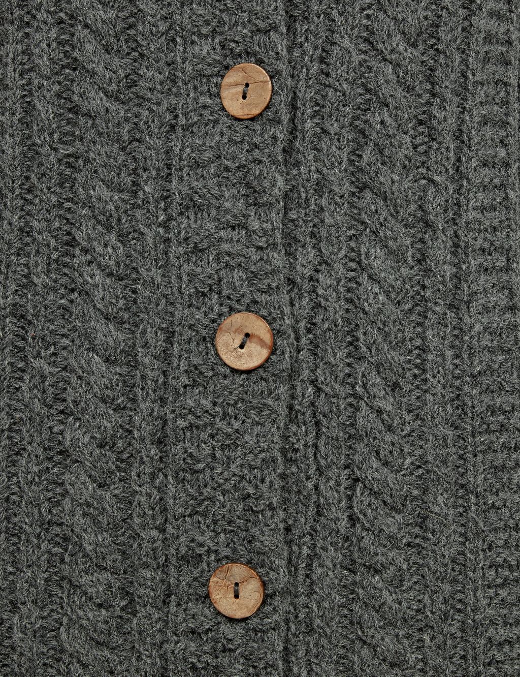 Pure Wool Cable Knit Crew Neck Cardigan image 4