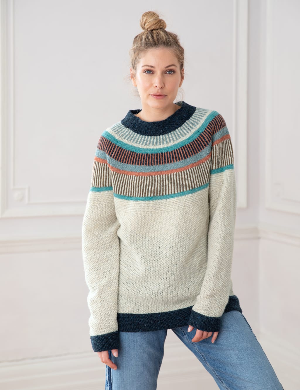 Pure Wool Striped Crew Neck Jumper image 4
