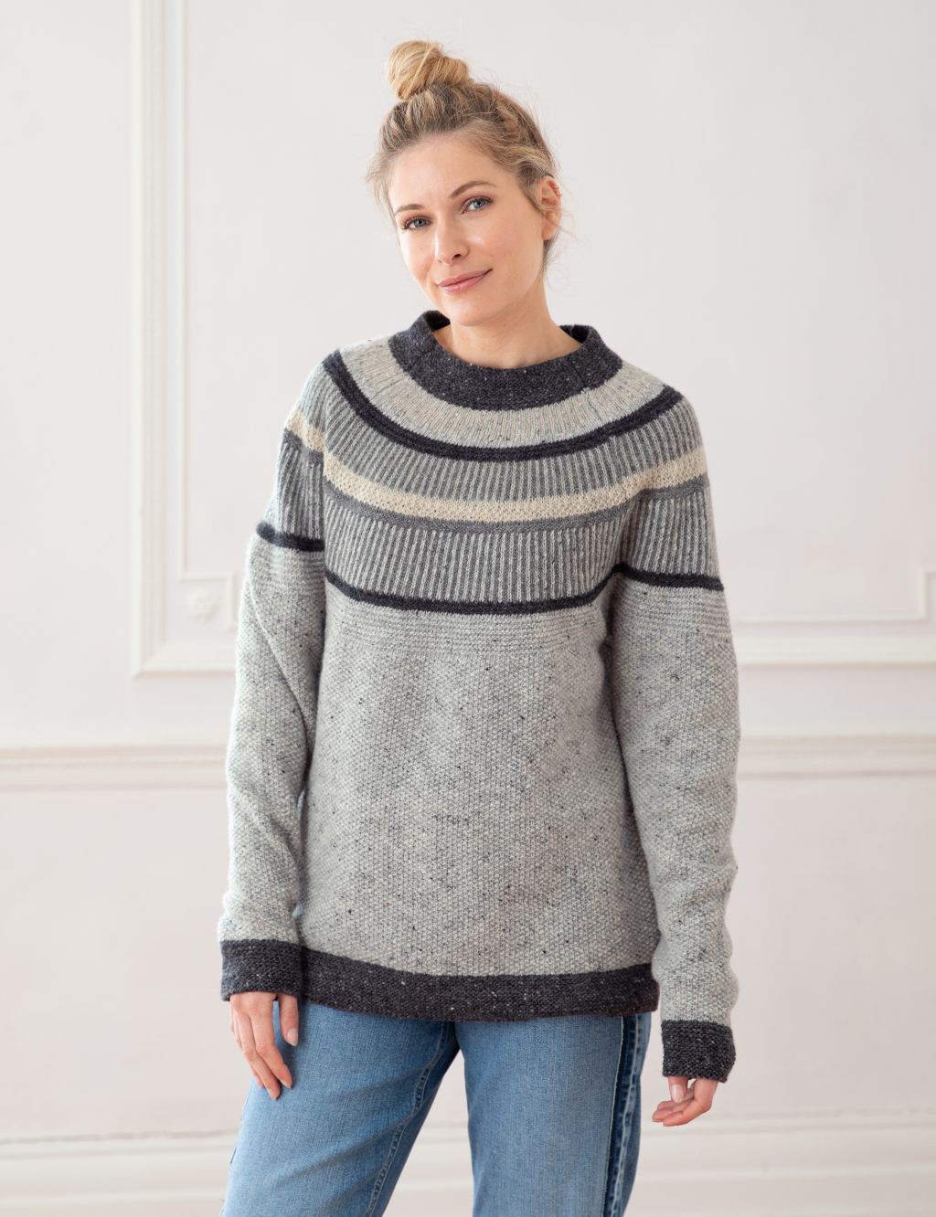 Pure Wool Striped Crew Neck Jumper image 2