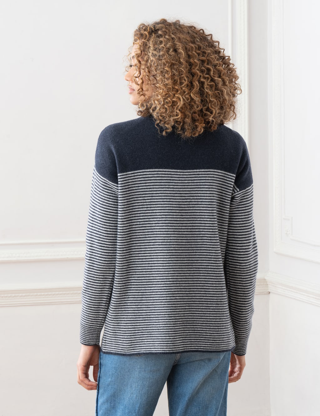 Pure Wool Striped Funnel Neck Jumper image 4