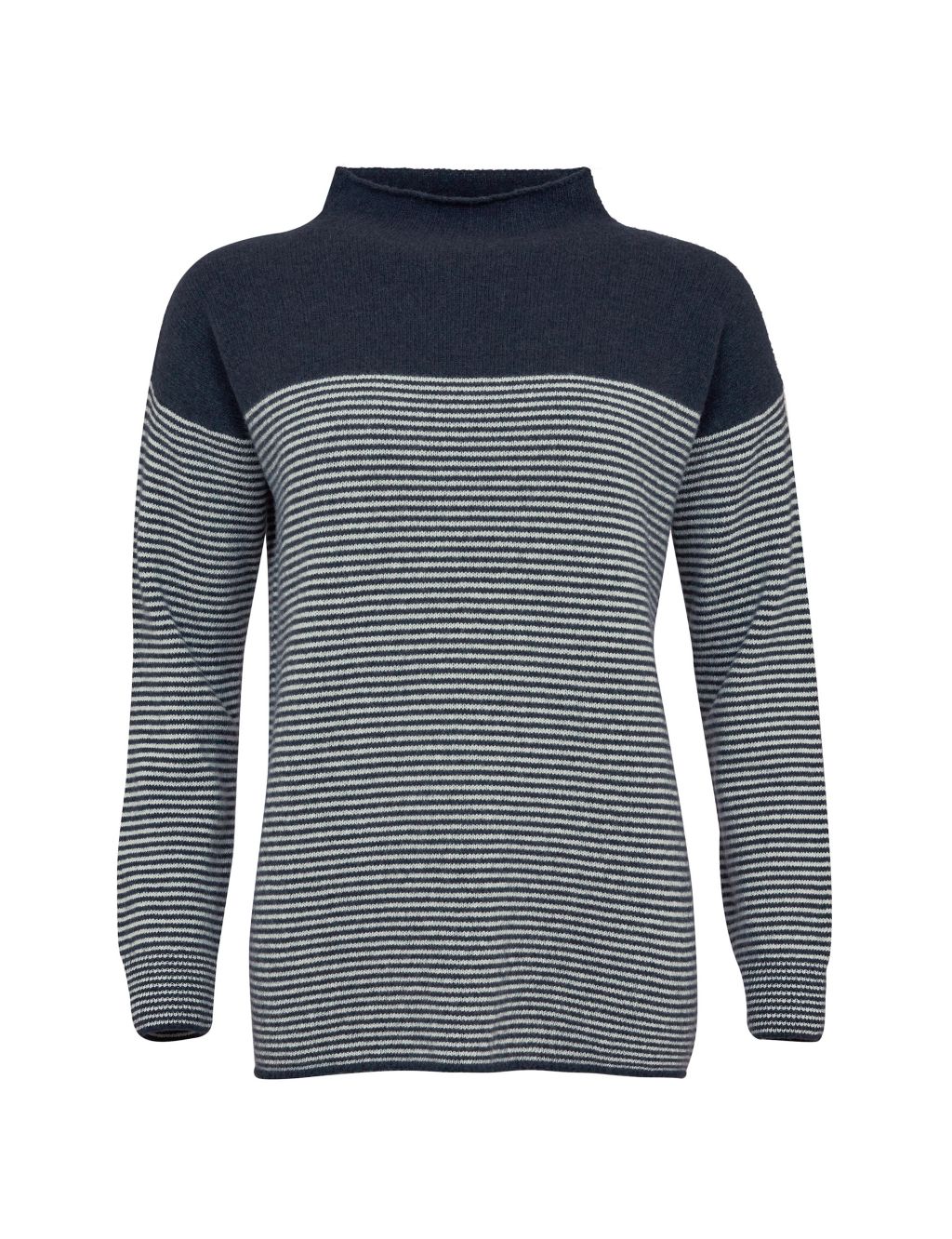 Pure Wool Striped Funnel Neck Jumper image 2
