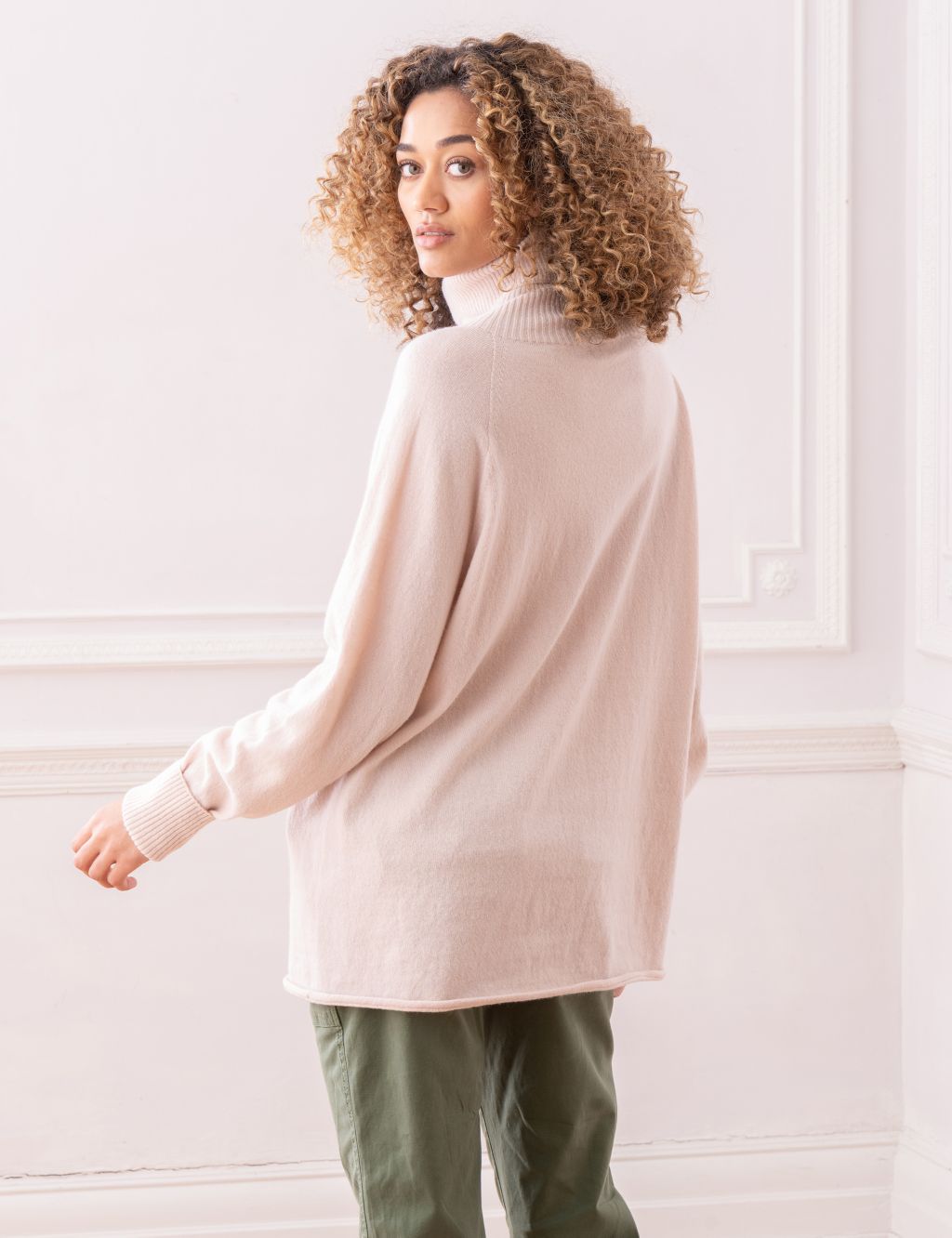 Pure Wool Roll Neck Relaxed Longline Jumper image 3