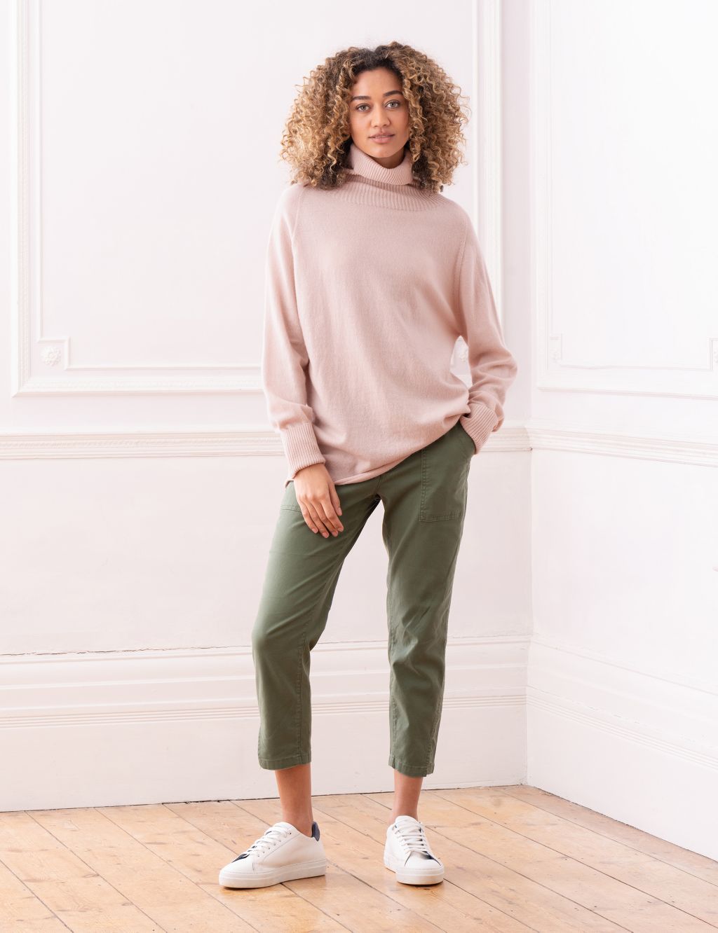 Pure Wool Roll Neck Relaxed Longline Jumper image 5