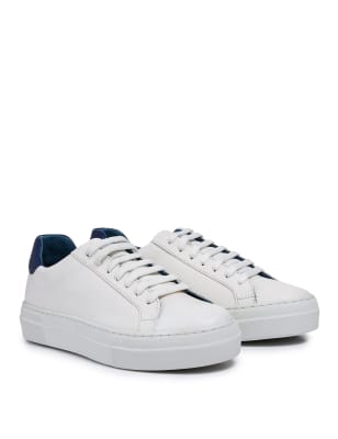 M&S Celtic & Co. Womens Leather Lace Up Trainers - 4 - White, White