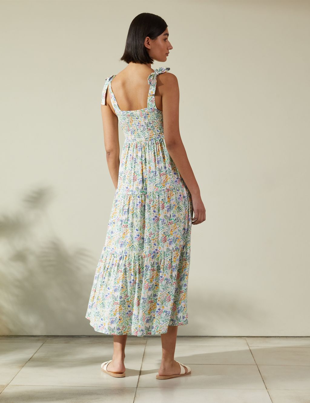 Floral Square Neck Midi Tiered Dress image 2