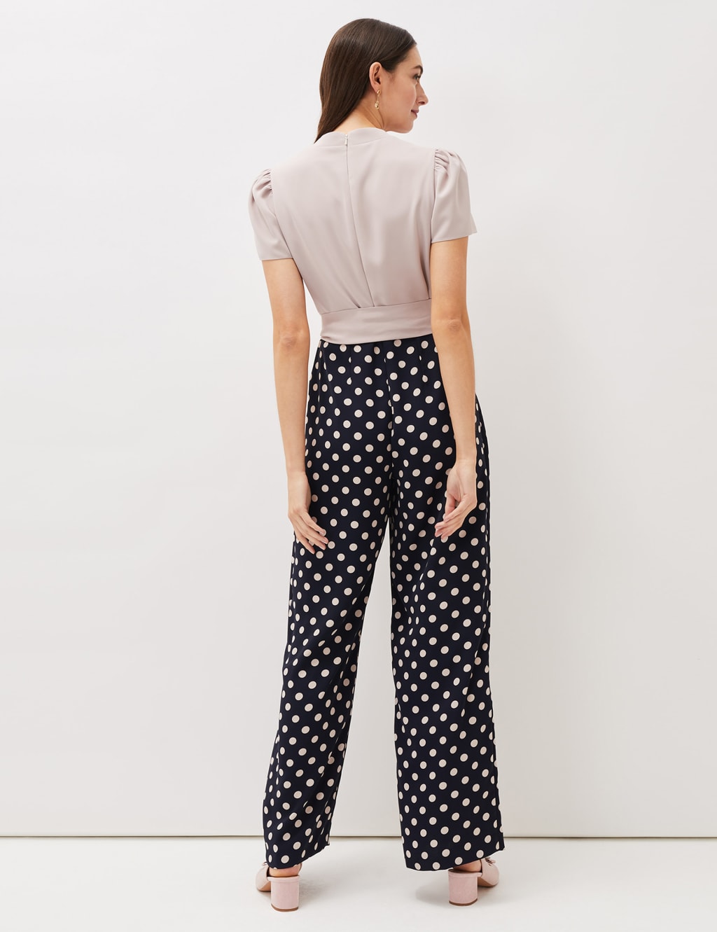 Polka Dot Tie Detail Wide Leg Jumpsuit image 3
