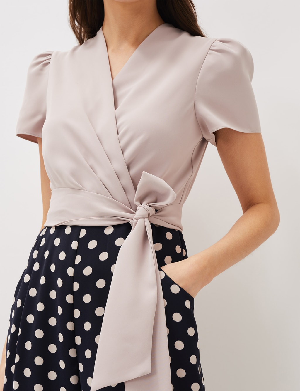 Polka Dot Tie Detail Wide Leg Jumpsuit image 4