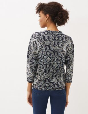 M&S Phase Eight Womens Pure Cotton Paisley Print 3/4 Sleeve Top