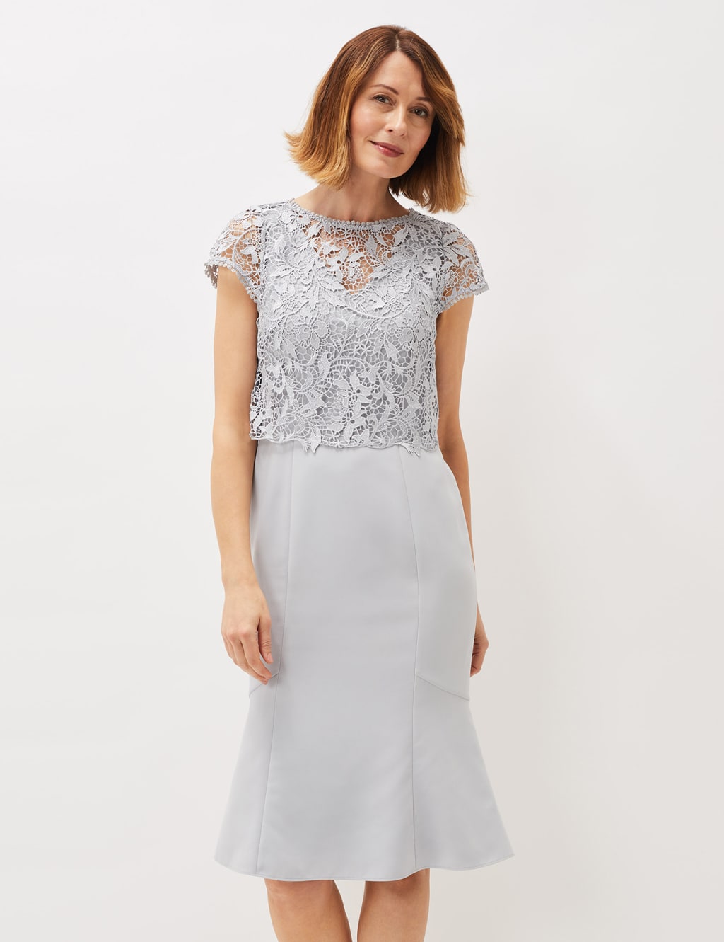 Floral Lace Short Sleeve Midi Bodycon Dress image 2