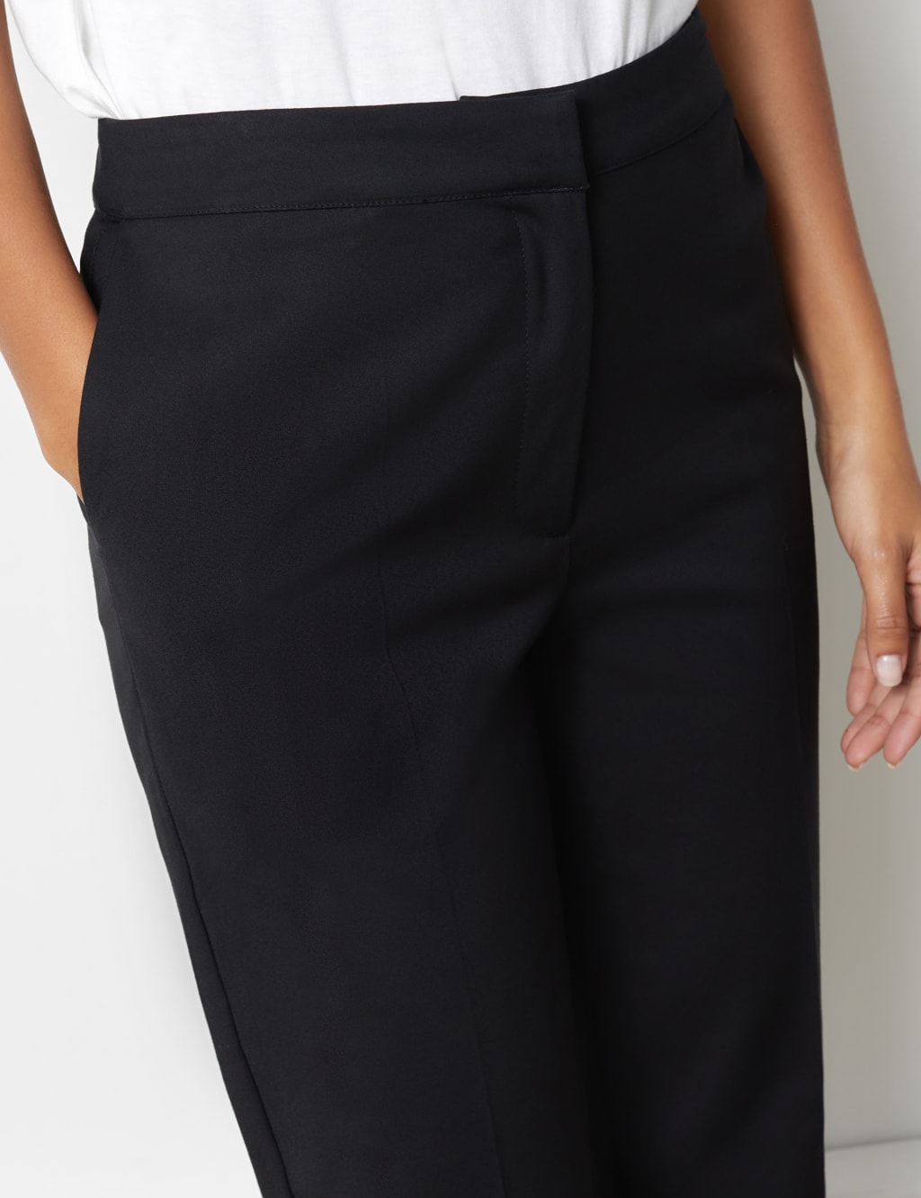 Cotton Blend Slim Fit Cropped Trousers image 4