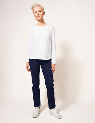White Stuff Womens Slim Straight Leg Jeans - 8REG - Dark Denim, Dark Denim