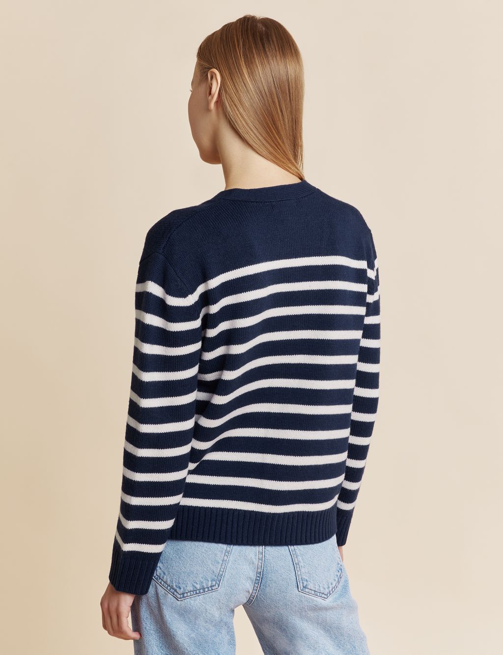 Striped V-Neck Cardigan with Wool image 2