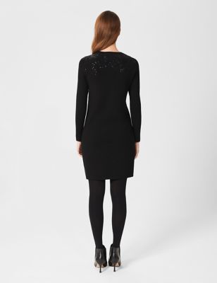 M&S Hobbs Womens Knitted Sparkle Mini Jumper Dress