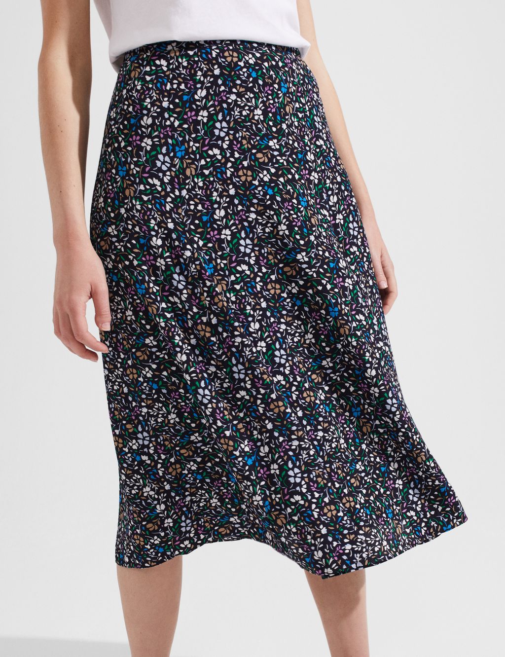 Floral Midi A-Line Skirt image 3