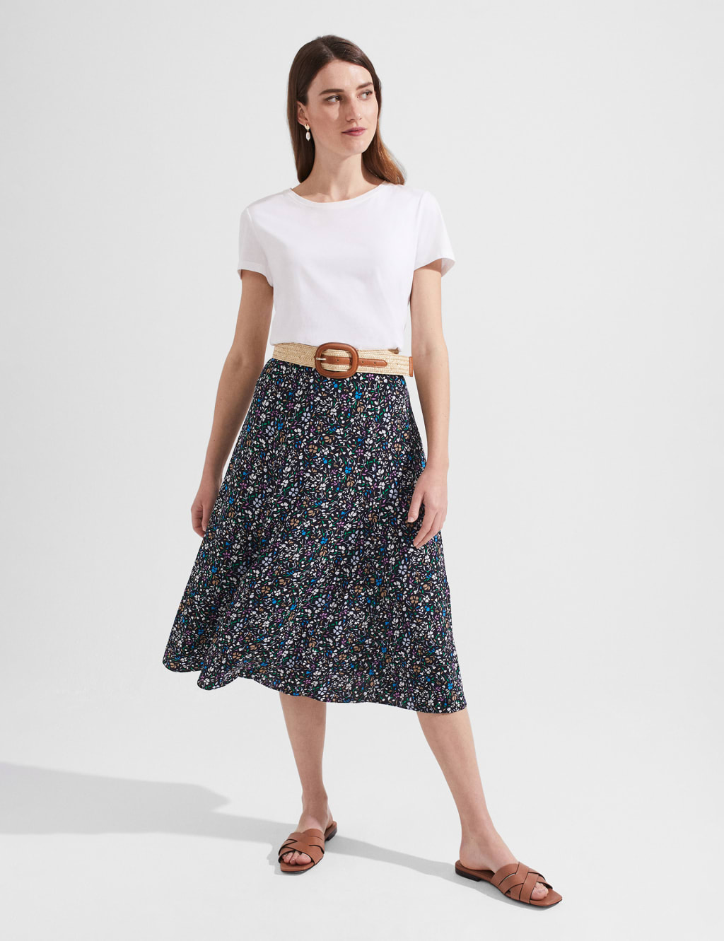 Floral Midi A-Line Skirt image 5