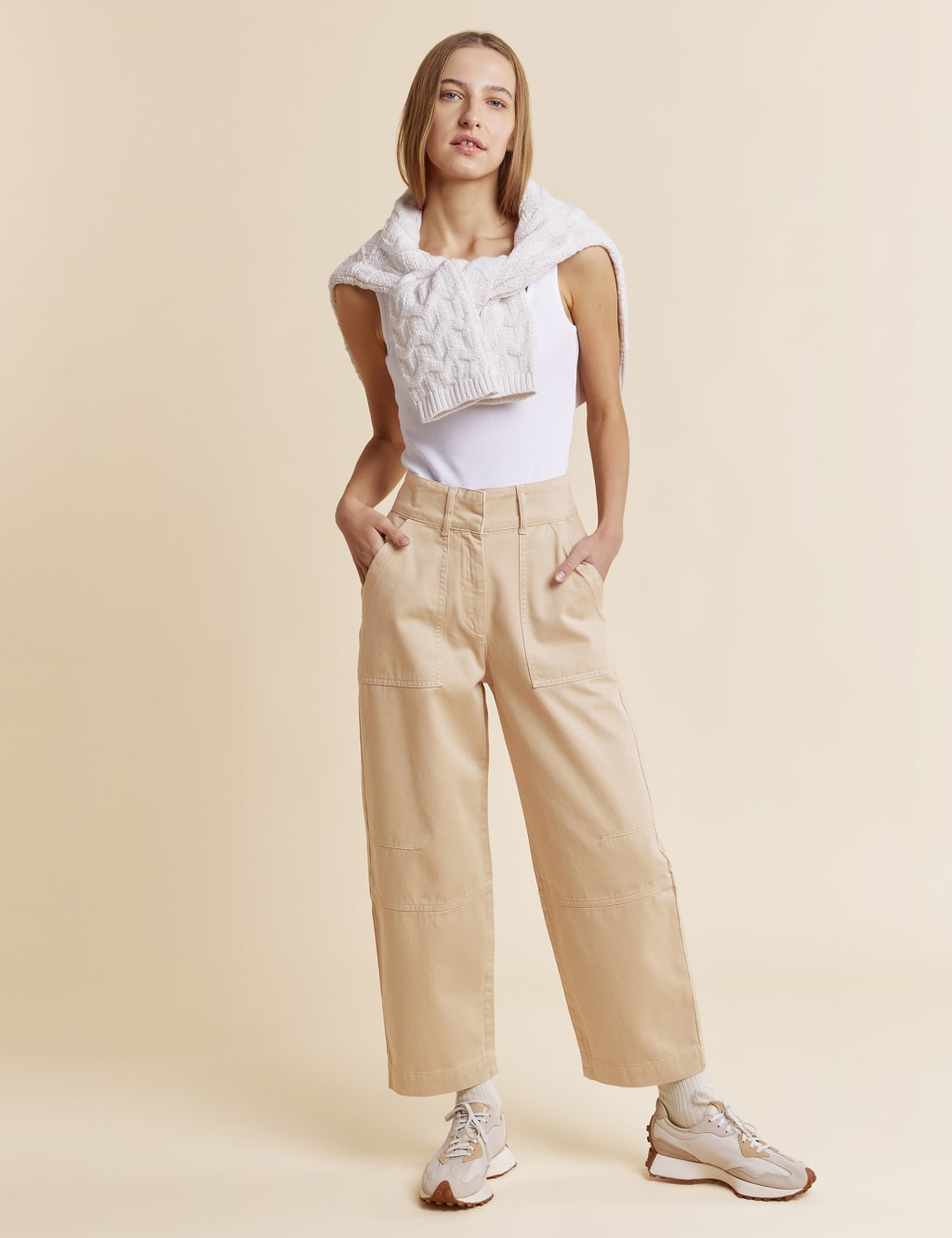 Pure Cotton Cargo Wide Leg Trousers image 1