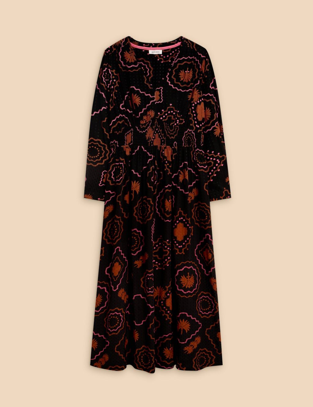 Printed V-Neck Midi Waisted Dress image 1