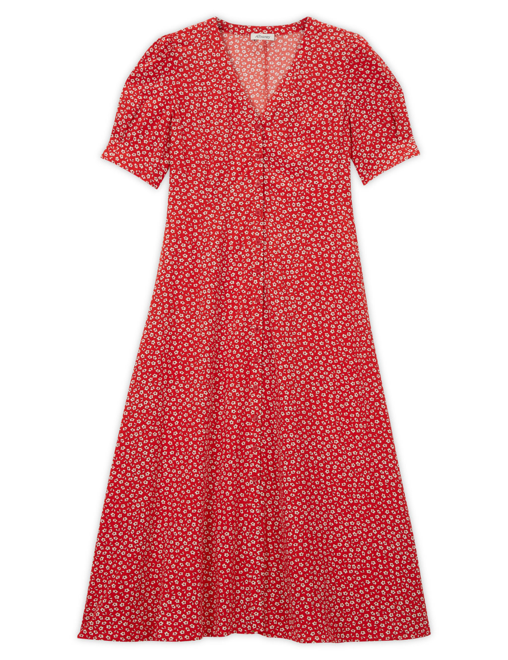 Floral V-Neck Button Through Midi Tea Dress image 2