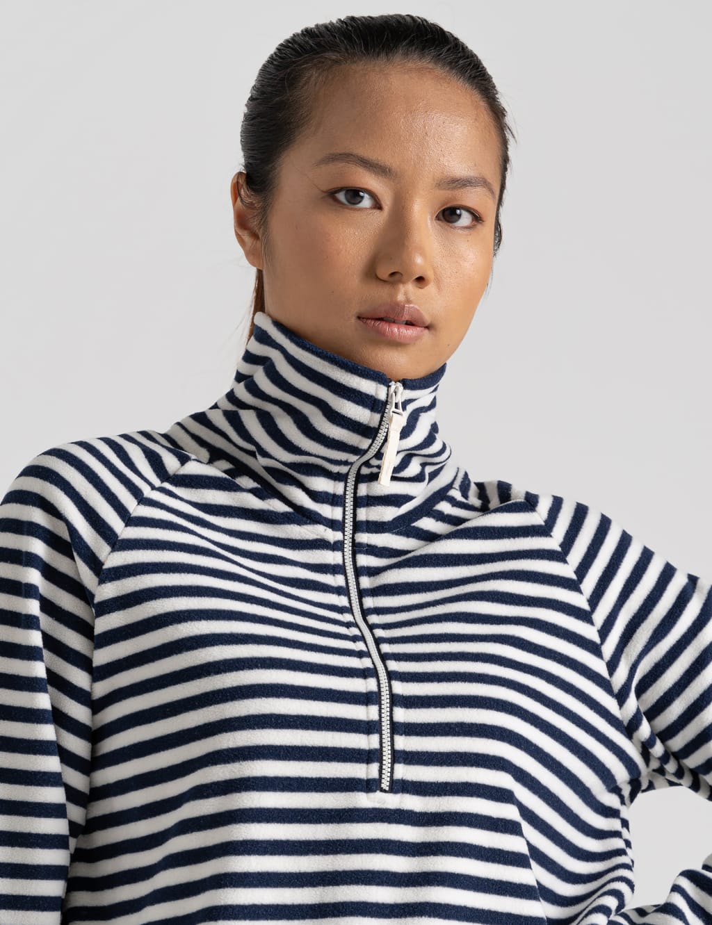 Striped Funnel Neck Half Zip Sweatshirt image 3