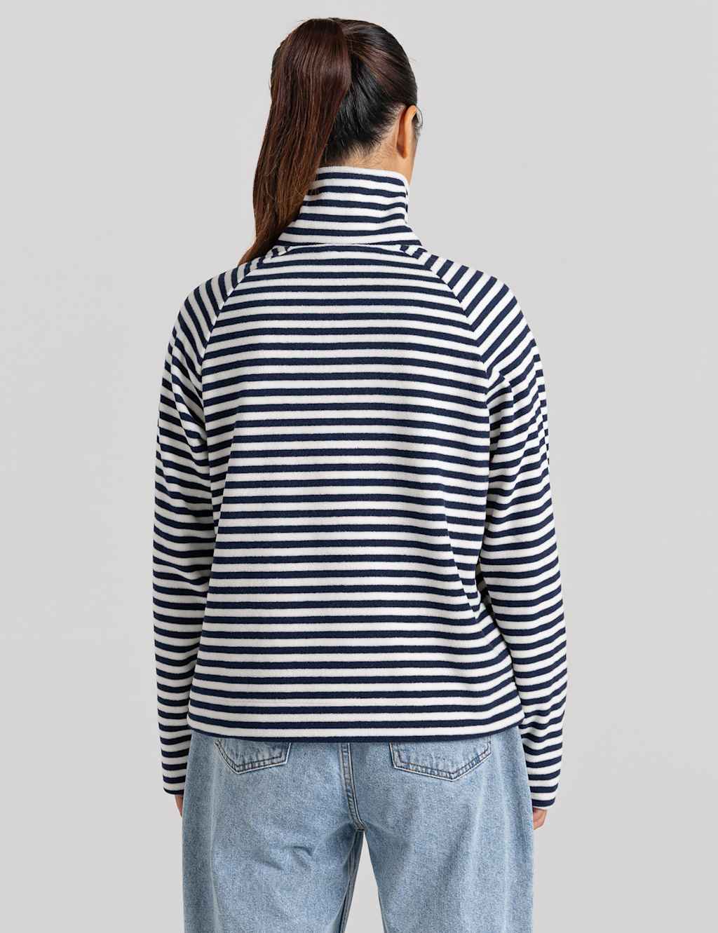 Striped Funnel Neck Half Zip Sweatshirt image 4