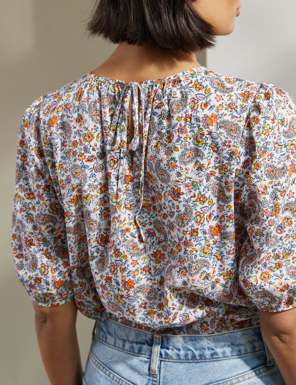 Organic Cotton Paisley Puff Sleeve Blouse image 3