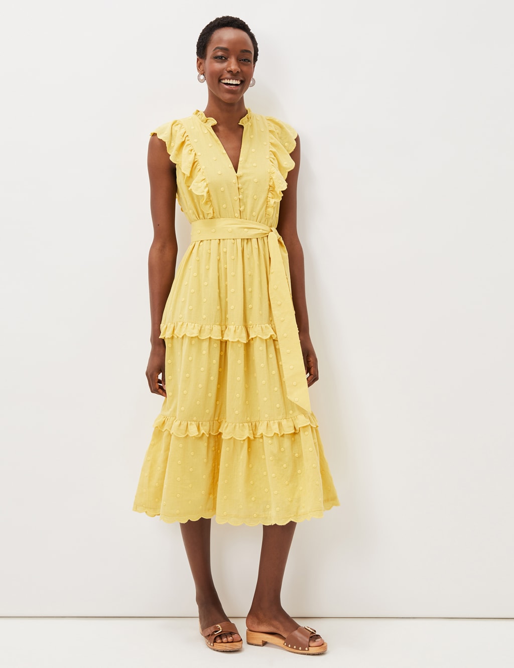 Pure Cotton Embroidered Polka Dot Dress image 1
