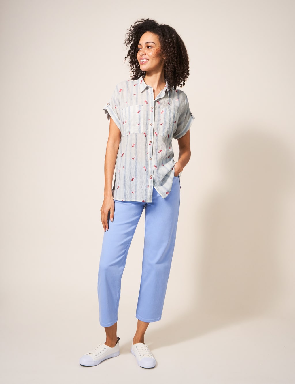 Organic Cotton Striped Embroidered Shirt image 2