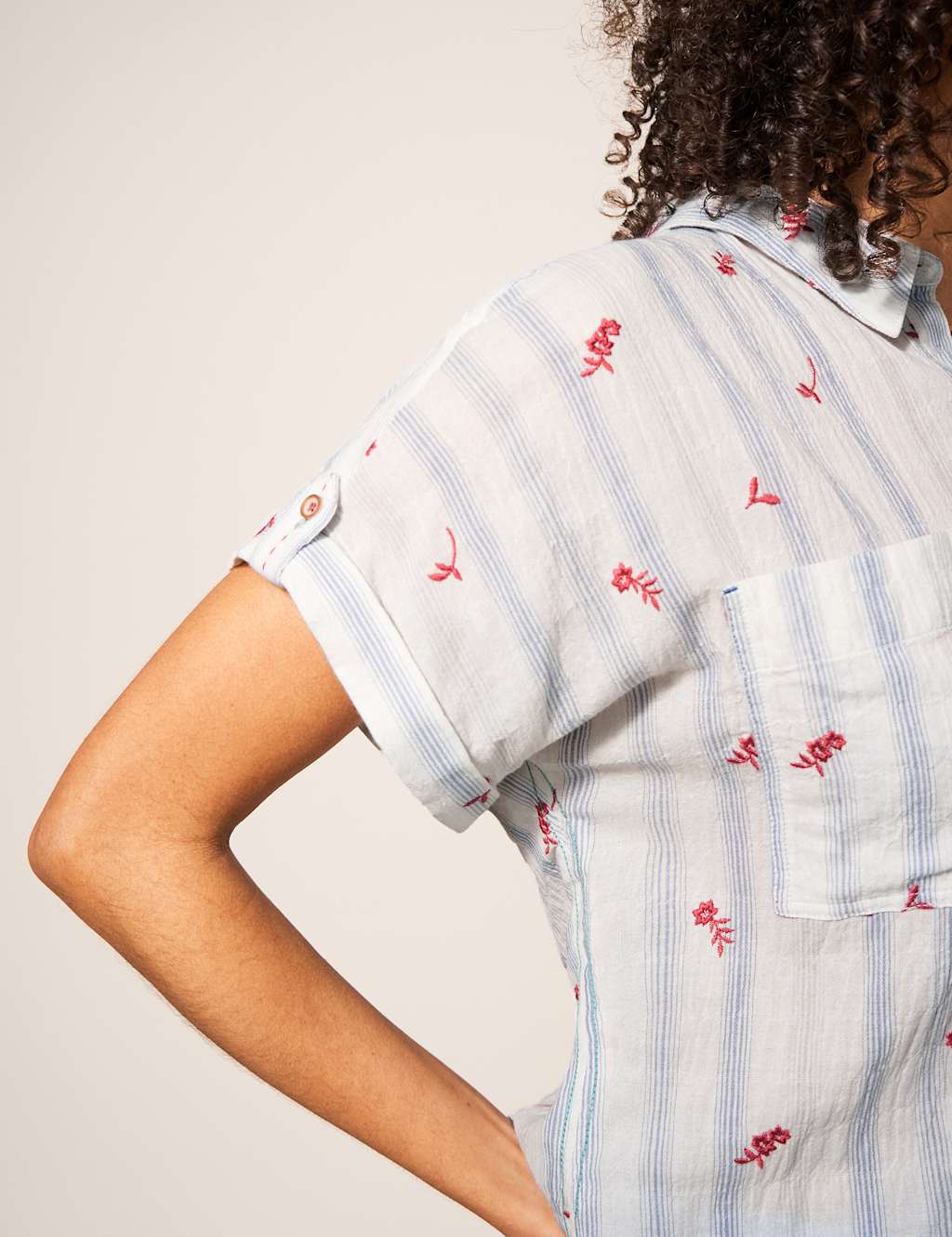 Organic Cotton Striped Embroidered Shirt image 4