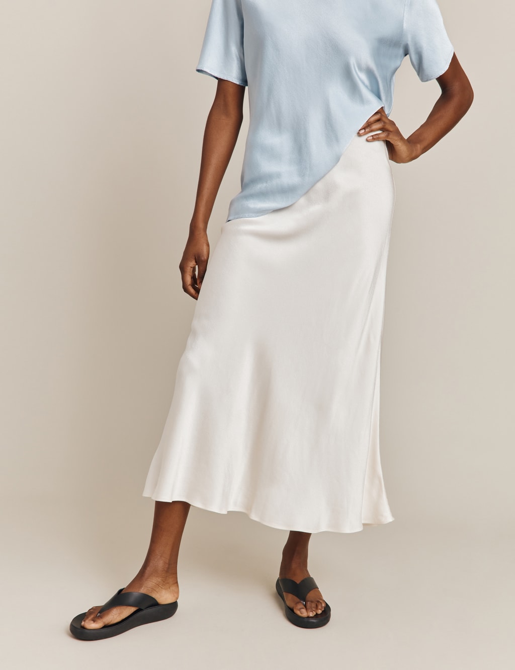 Satin Midi Slip Skirt image 1