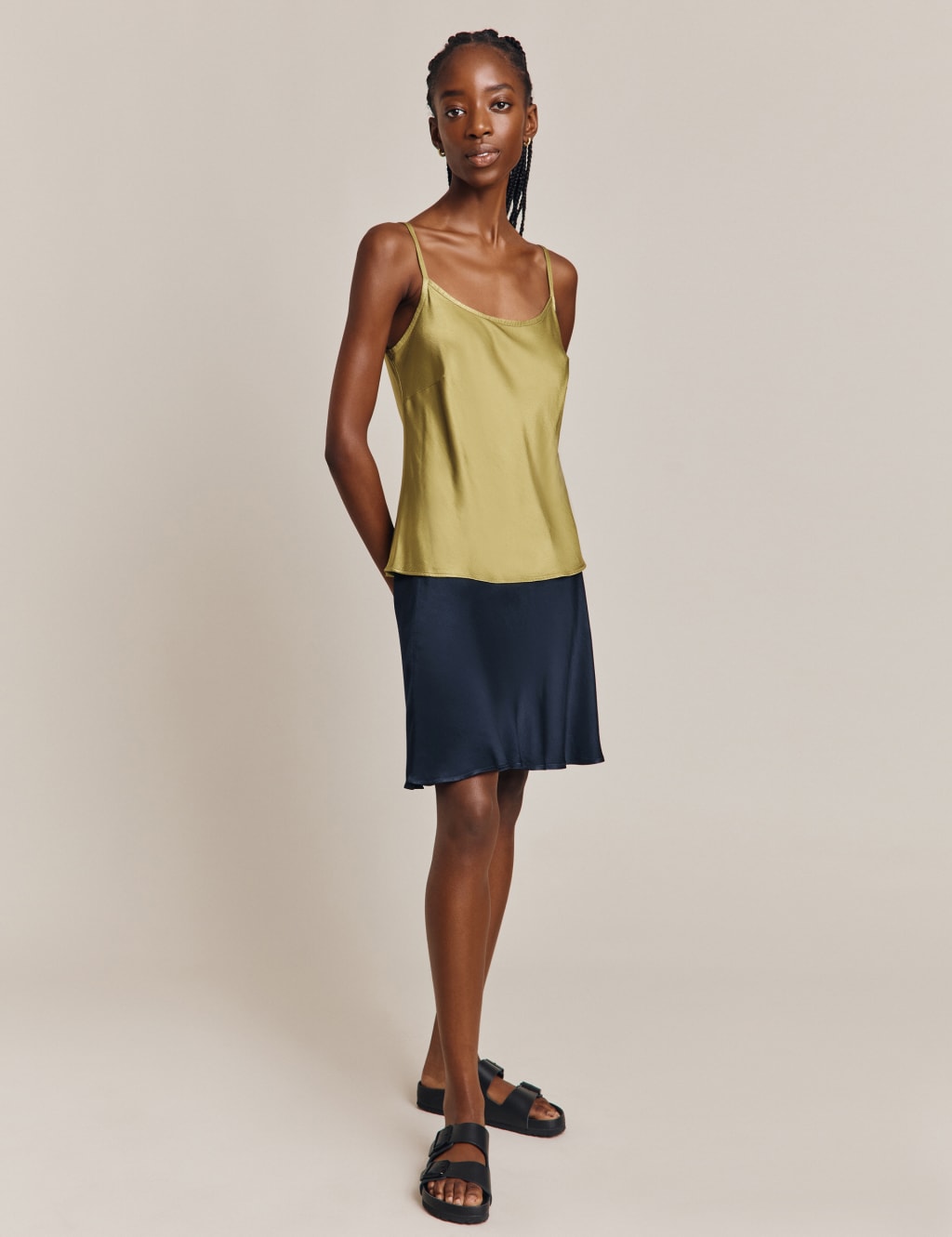 Satin Knee Length Slip Skirt image 1