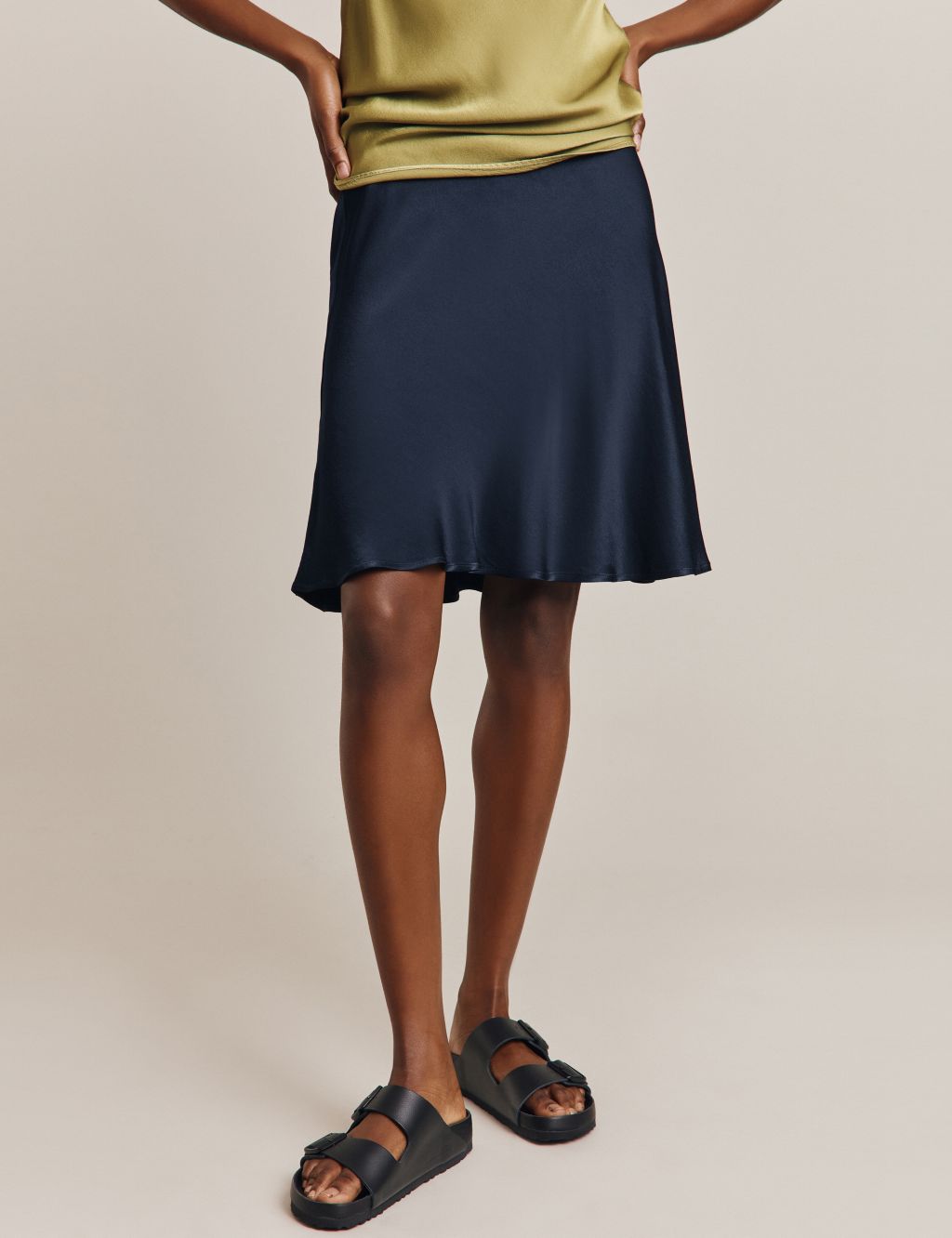 Satin Knee Length Slip Skirt image 2