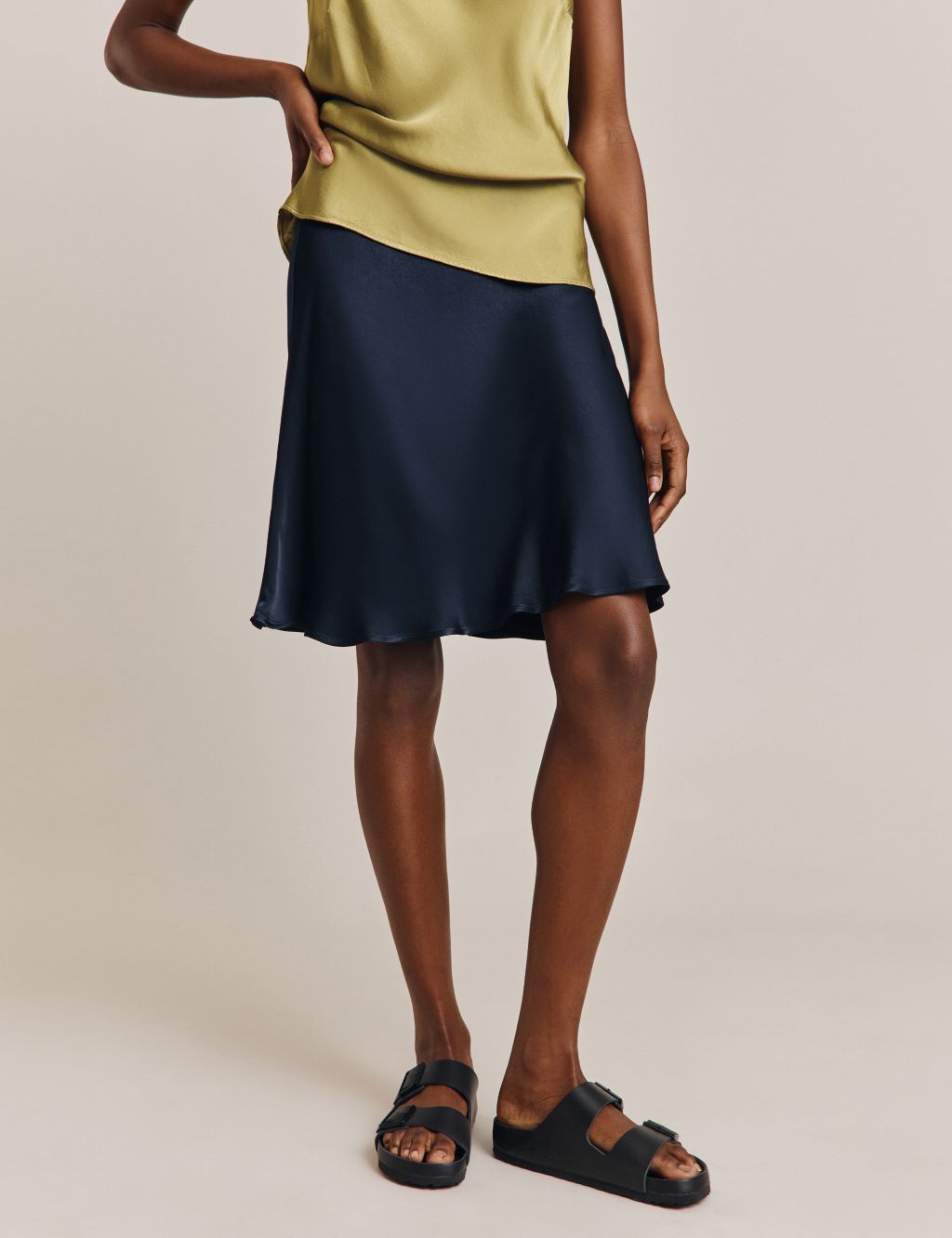 Satin Knee Length Slip Skirt image 4