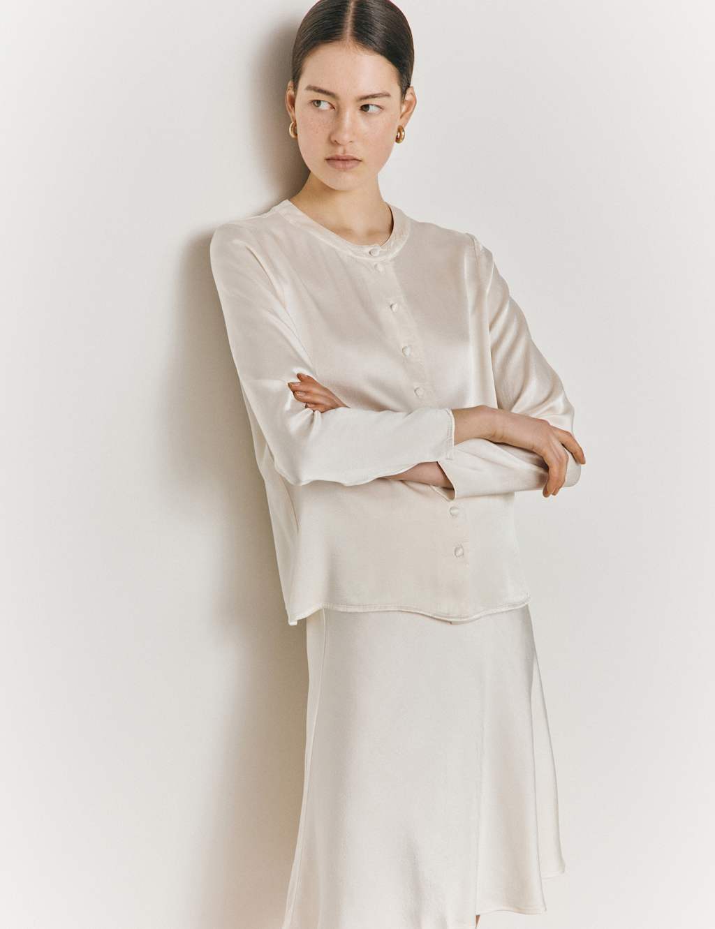 Satin Knee Length Slip Skirt image 3