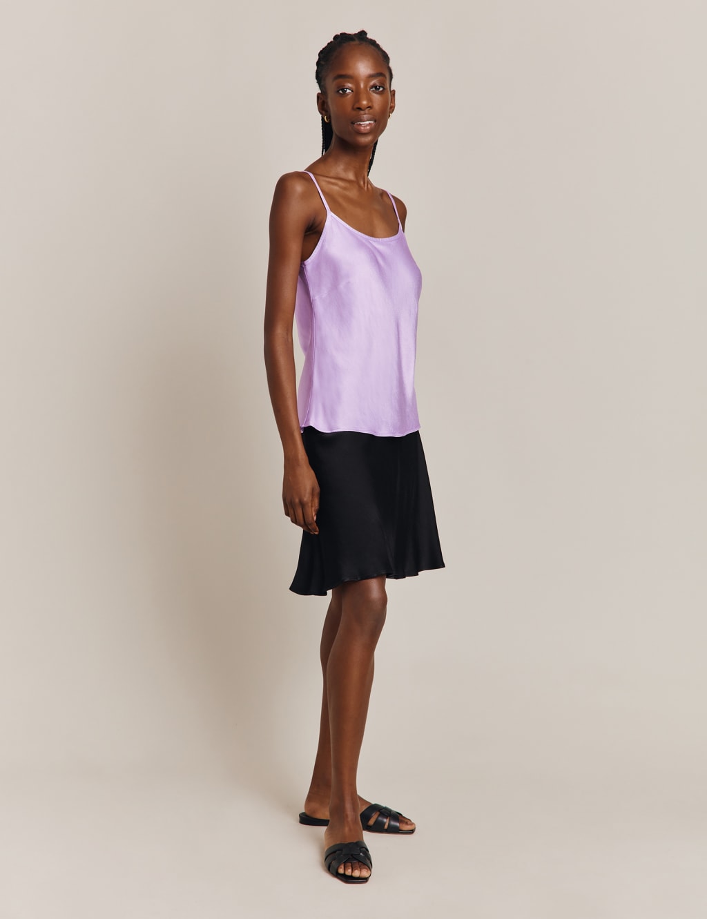 Satin Knee Length Slip Skirt image 1