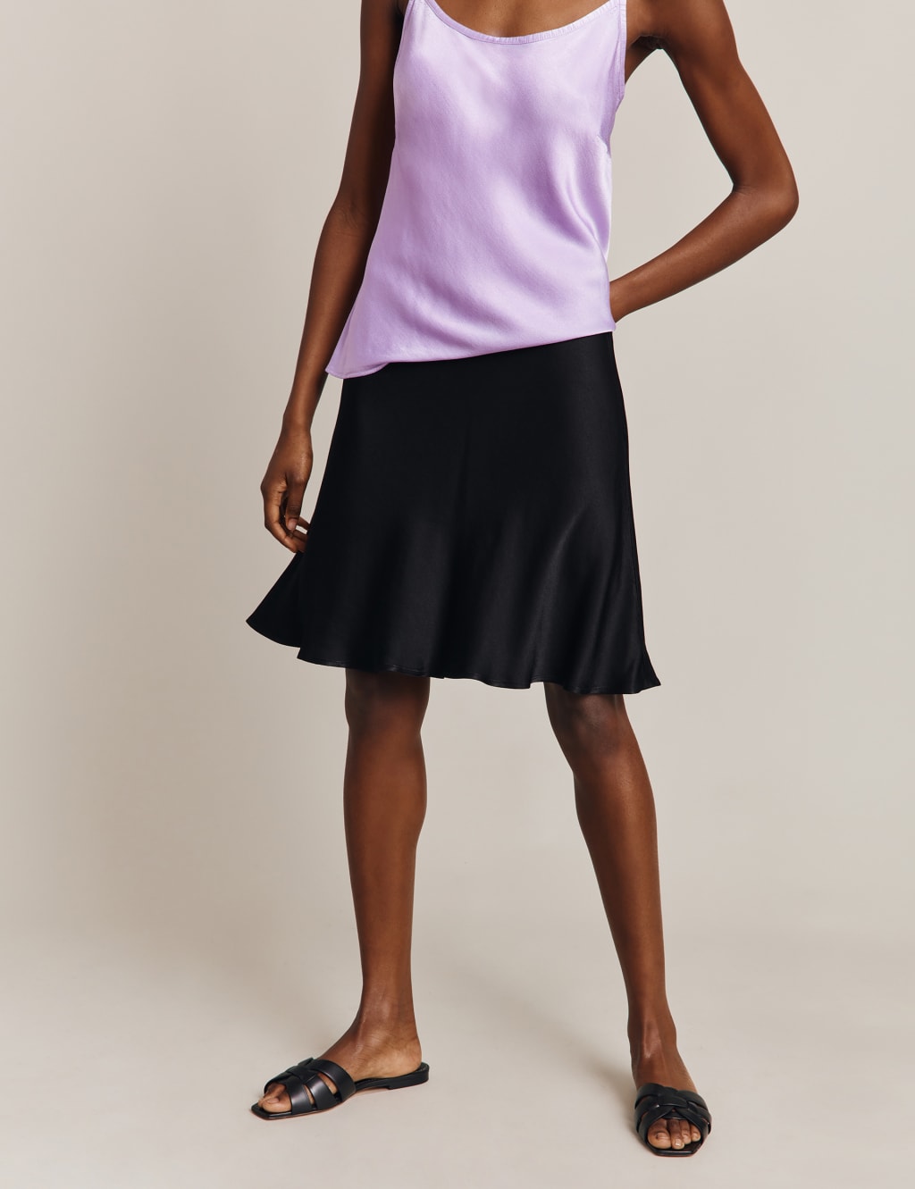 Satin Knee Length Slip Skirt image 4