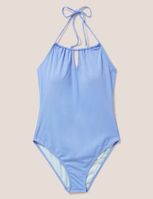 White Stuff Womens Padded Halterneck Swimsuit - 16 - Blue, Blue