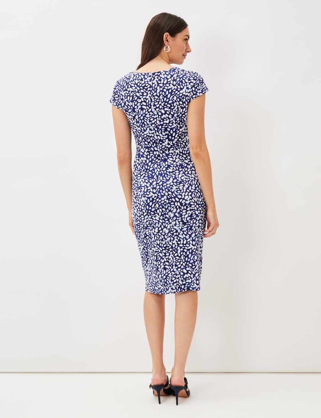 Printed V-Neck Short Sleeve Midi Wrap Dress image 3