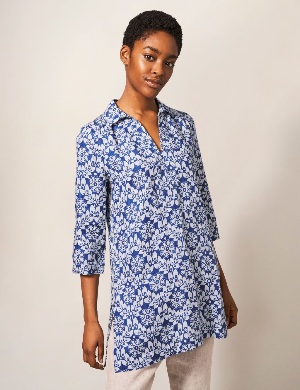 Pure Linen Floral Tunic image 1