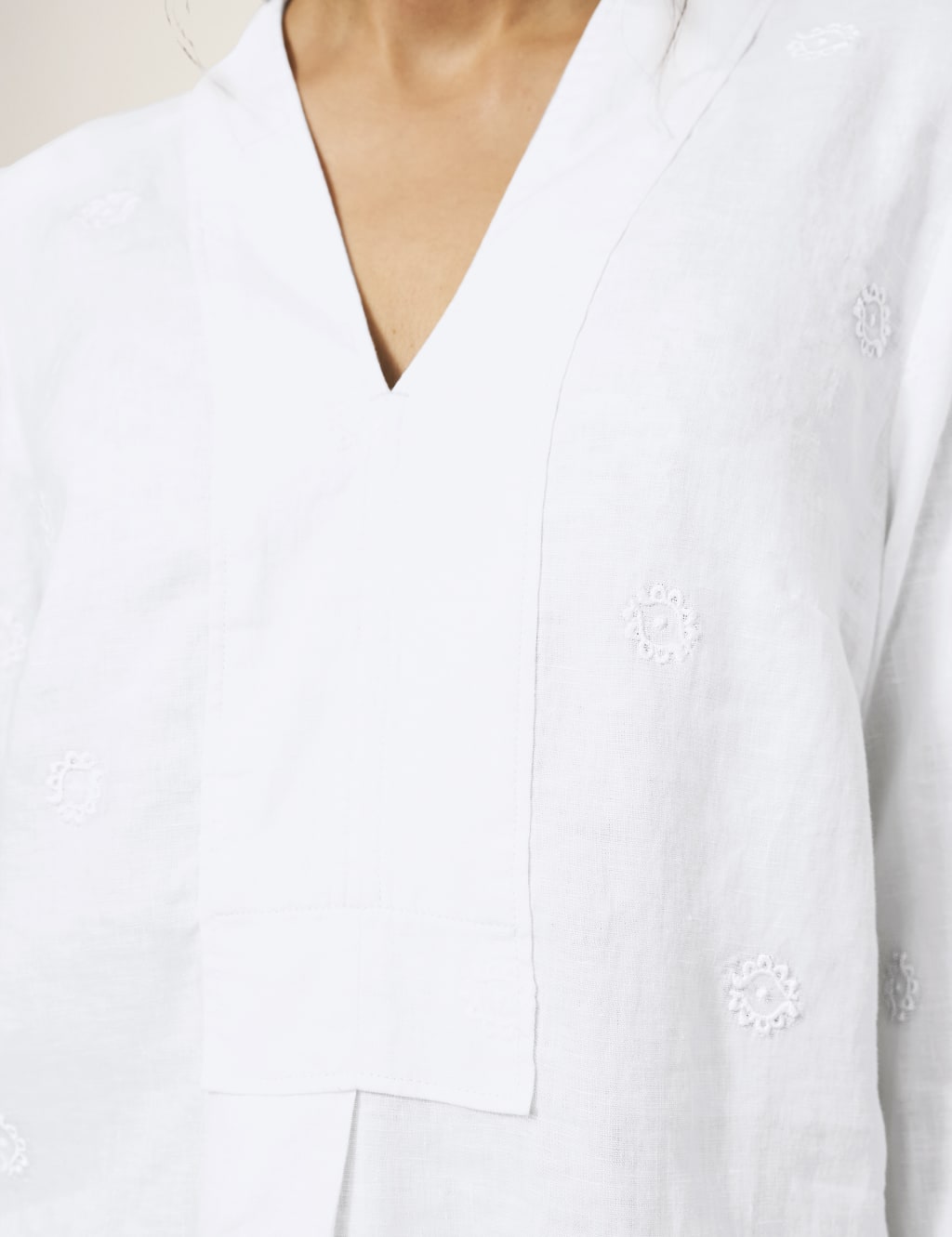Pure Linen Floral Embroidered Tunic image 4
