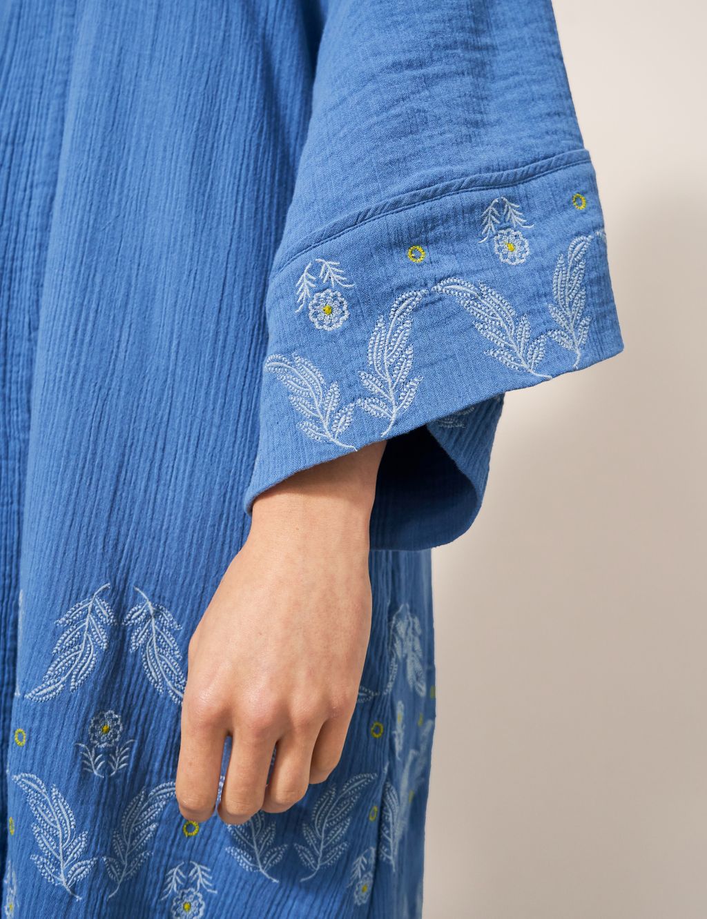 Pure Cotton Floral Embroidered Kaftan image 3