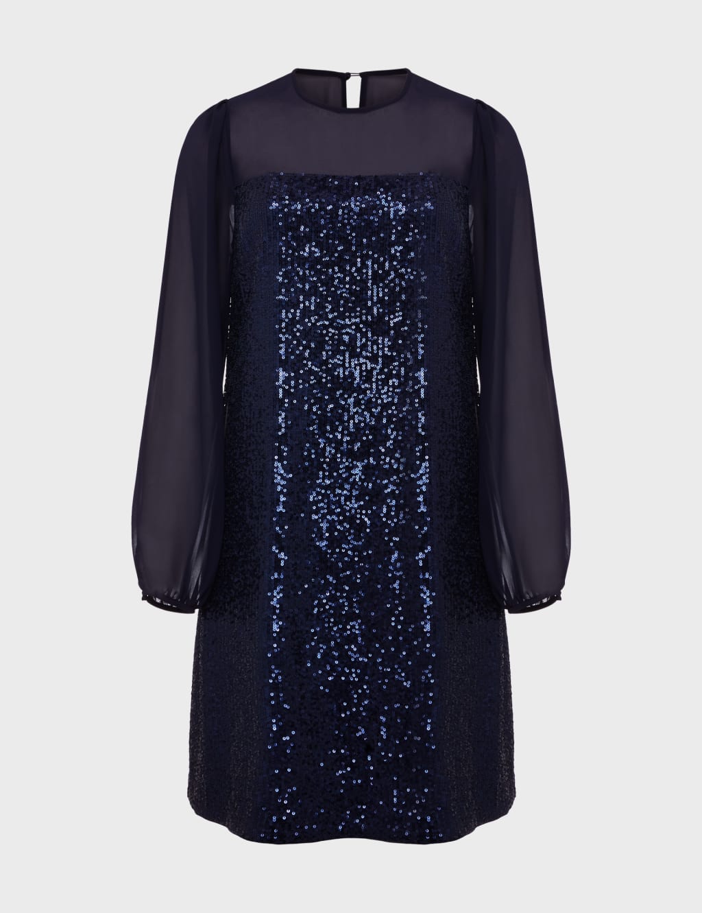 Sheer Sequin Mini Shift Dress image 2