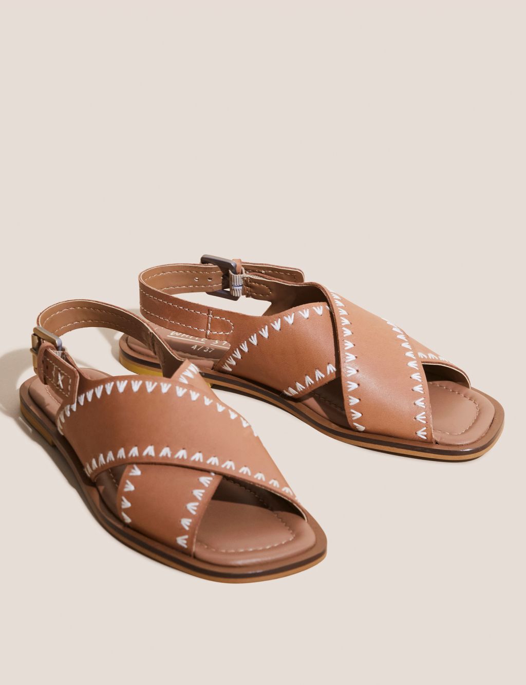 Leather Crossover Buckle Flat Sandals image 2