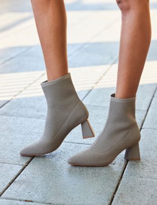 Sosandar Women's Block Heel Pointed Sock Boots - 8 - Brown, Brown