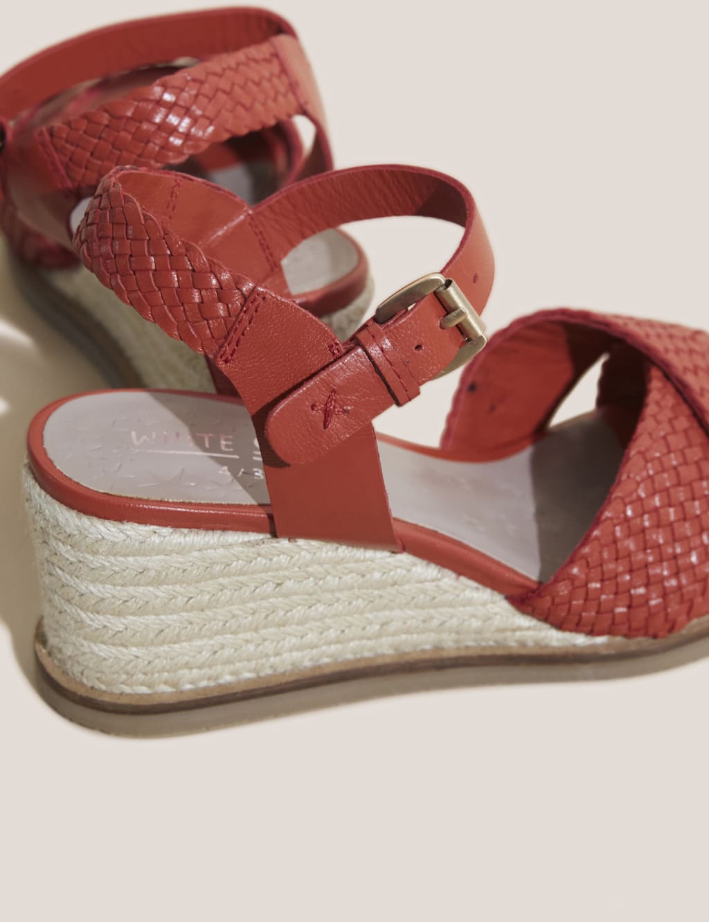 Leather Woven Ankle Strap Wedge Sandals image 2