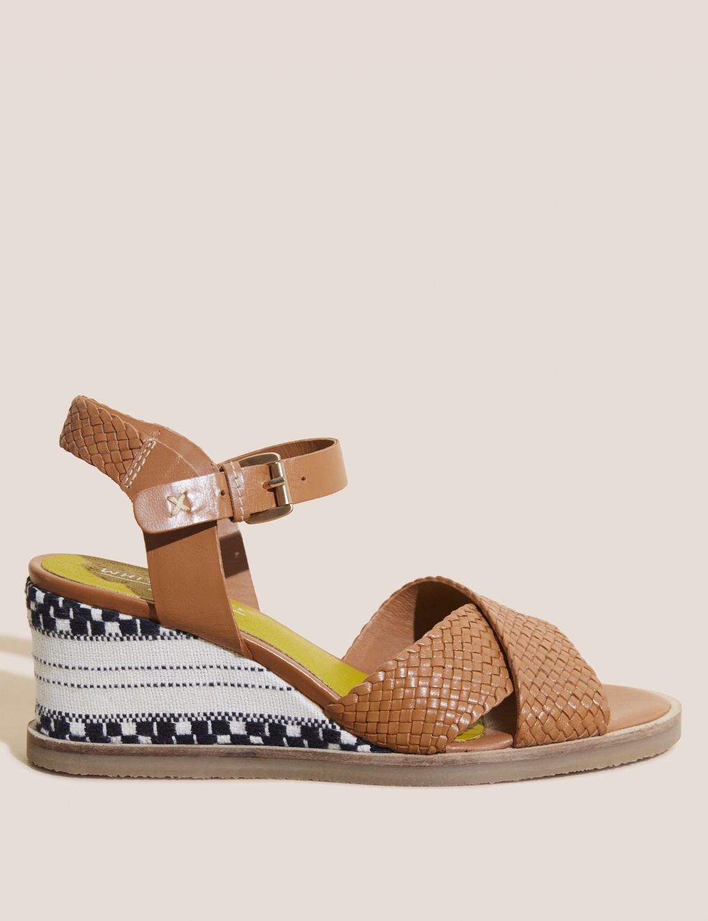 Leather Woven Crossover Wedge Sandals image 1