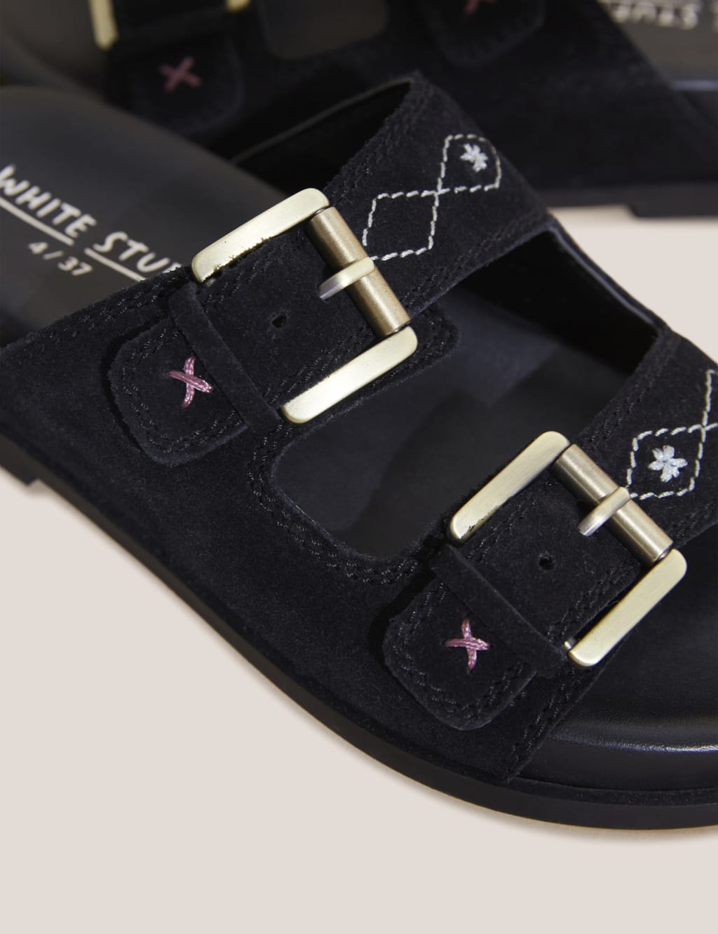 Suede Buckle Flat Sandals image 2