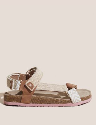 White Stuff Women's Woven Ankle Strap Footbed Sandals - 3 - Cream Mix, Cream Mix
