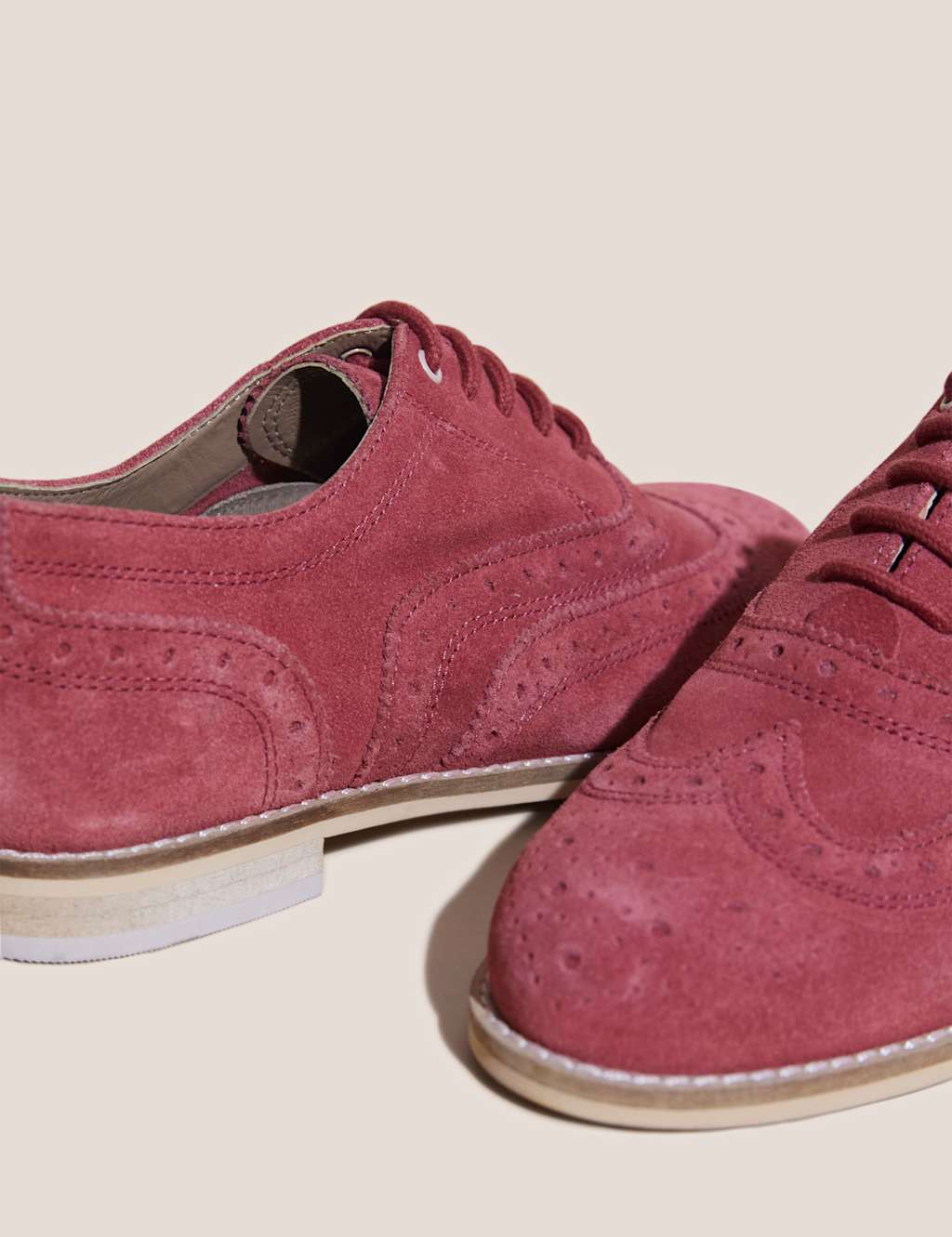 Suede Lace Up Flat Brogues image 2