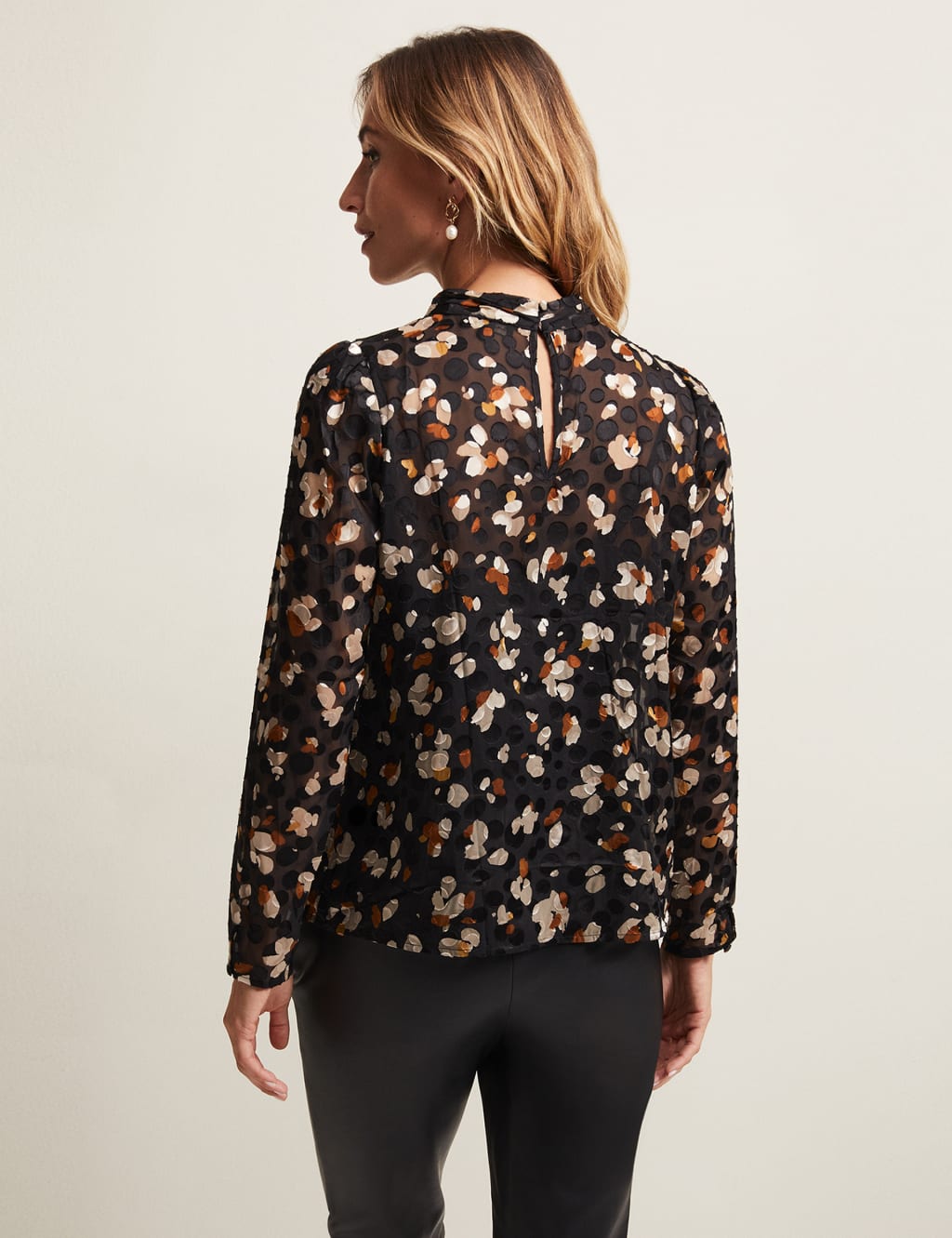 Animal Print High Neck Blouse image 3