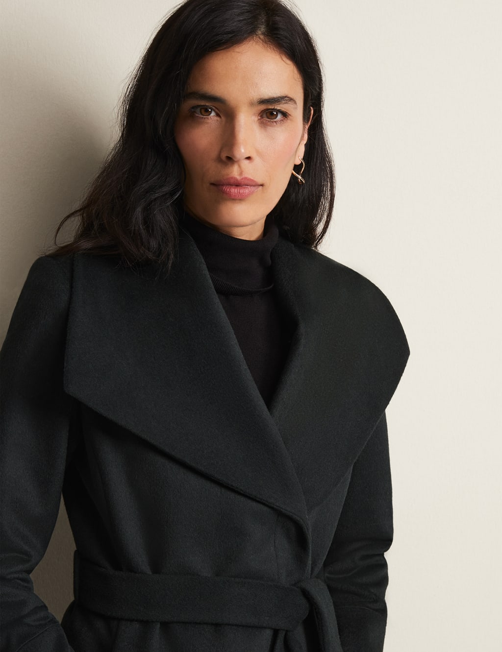 Wool Rich Belted Collared Wrap Coat image 4
